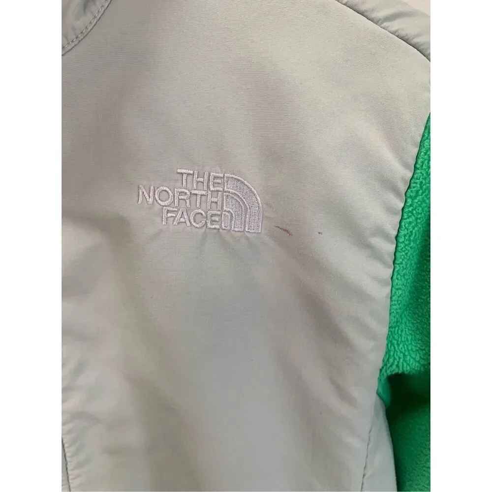 The North Face Girls Denali jacket green and gray zip up fleece Large